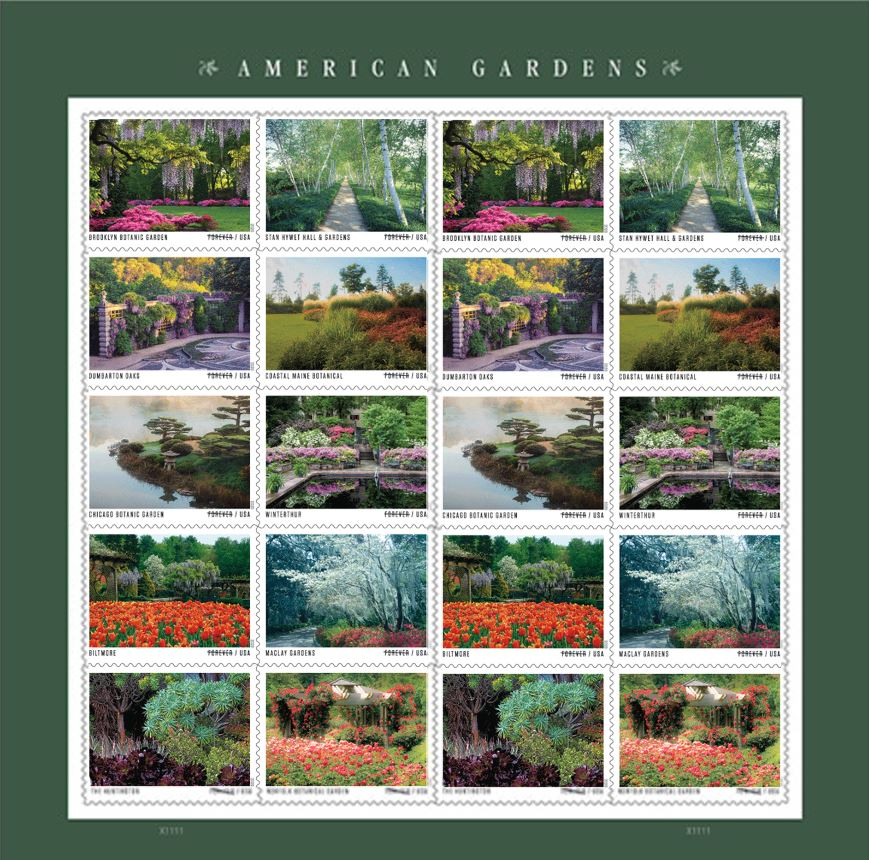  American Gardens forever 55 cent stamps