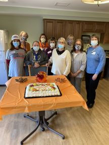 Patricia, Evelyn, Megan, Mary, Deb, Helen, Claire, Patti and Darlene assisted Luther Crest residents with a fun Fall project.